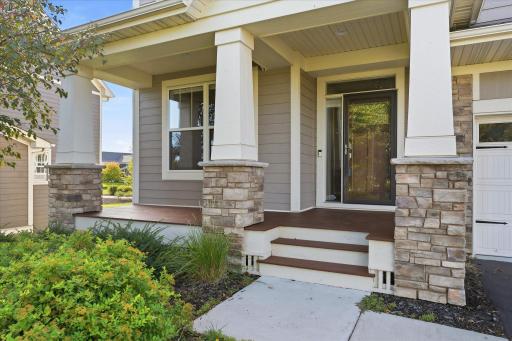 Welcoming front porch just freshly stained