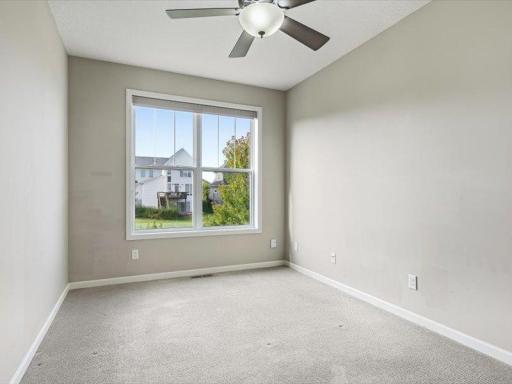 At the back of the home is a small office/den/ could be used as a bedroom (no closet). flex room