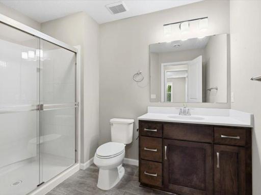 Handy 3/4 bath just off family room and bedroom 5