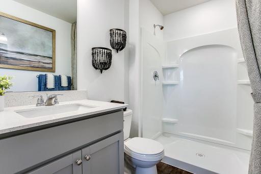 Primary bathroom. *Model home, colors and selections will vary.