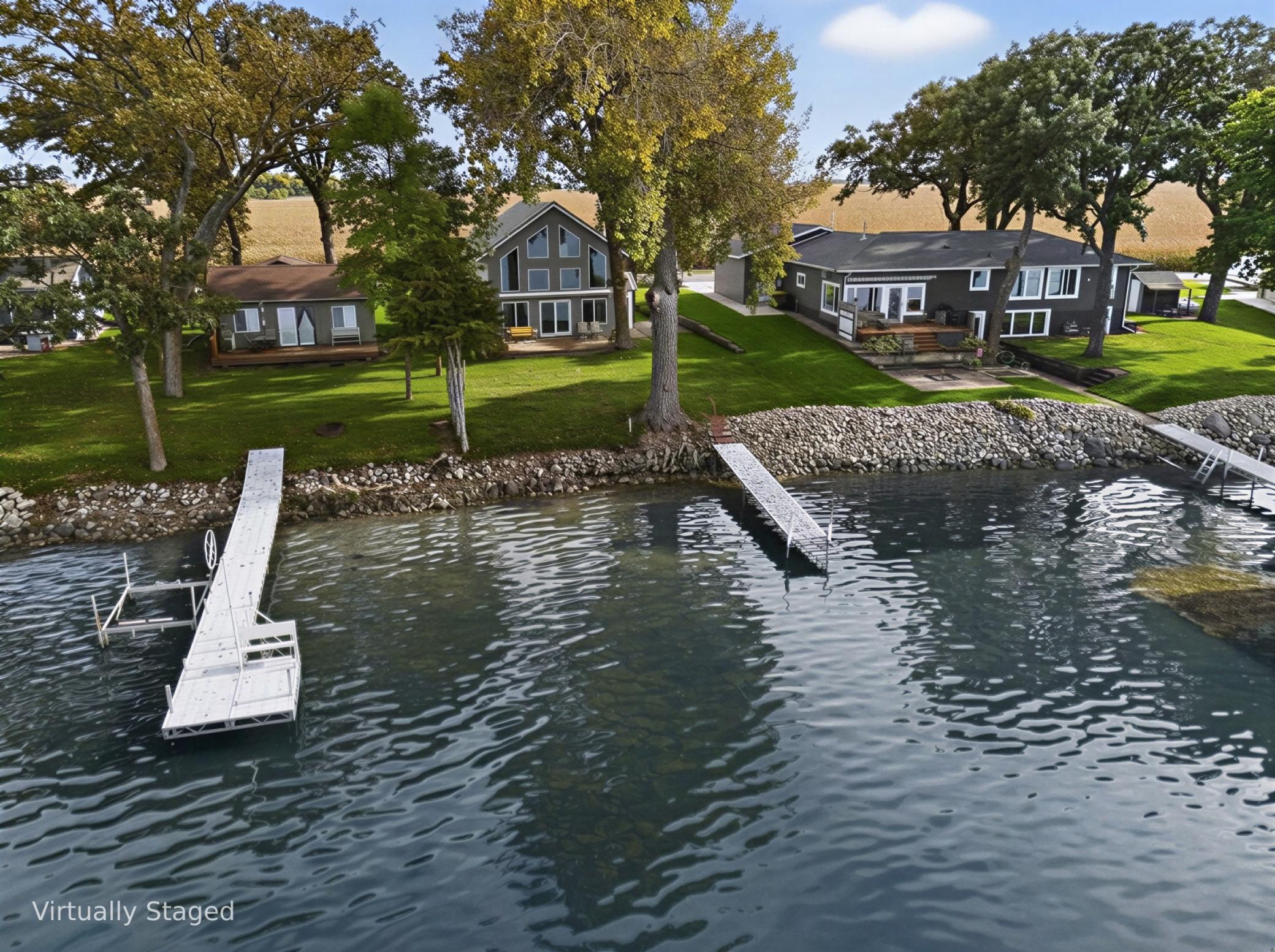 Virtually Staged/Enhanced - View from Lake, dock not included