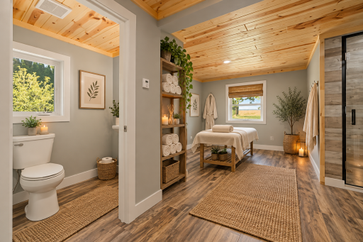 Virtually Staged Lower Level Spa and Bath