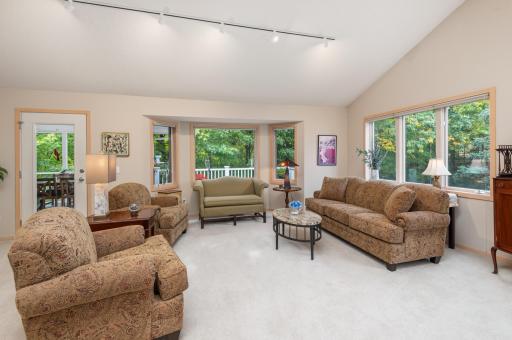 Living Room is bright & open with great views