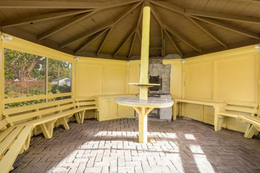 Interior of gazebo, freshly painted in and out, ready for memory making-mosquito free!