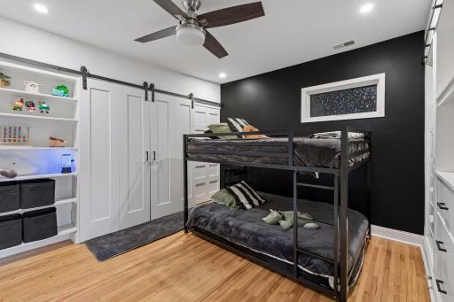Bedroom offers a functional layout with built-storage