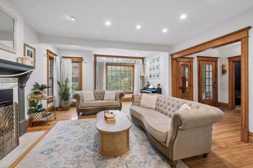 Bright living room combines classic Kenwood character with extensive interior updates.