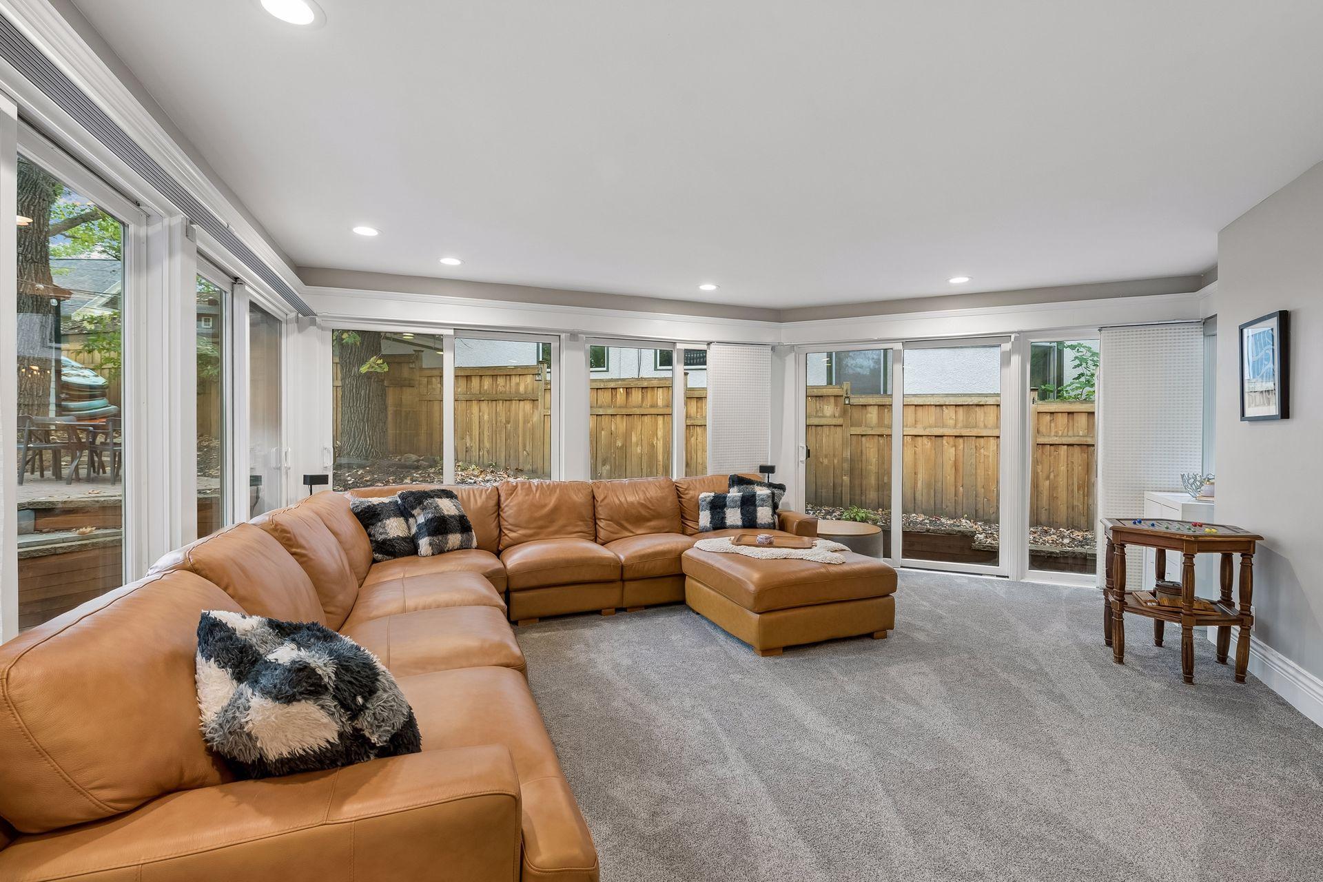 Comfortable family room offers excellent space for everyday living and entertaining.