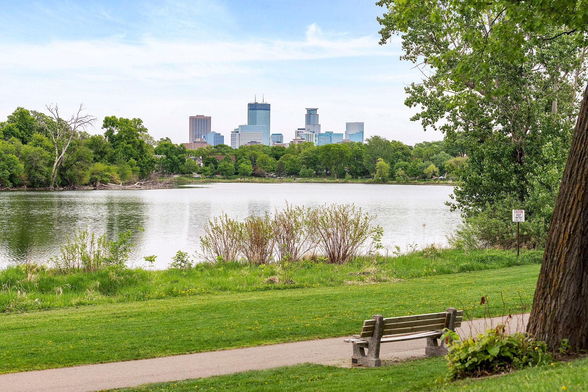 Exceptional access to Minneapolis Lakes, trail, trails, and skyline views