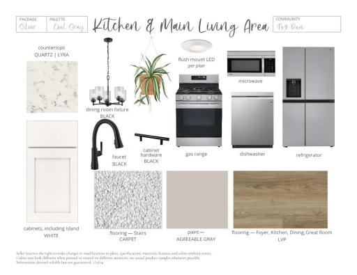 Interior Color Package. Photos and renderings may not depict actual plan, materials, & finishes may vary. All measurements are approximate.