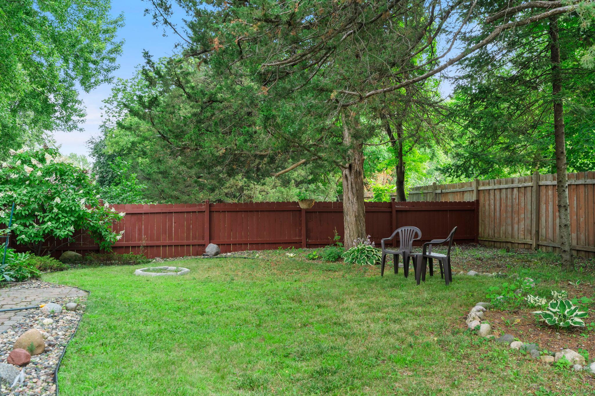 Fire pit area in backyard