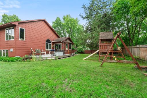 Fenced backyard. Spacious backyard. Play set can stay with the home!