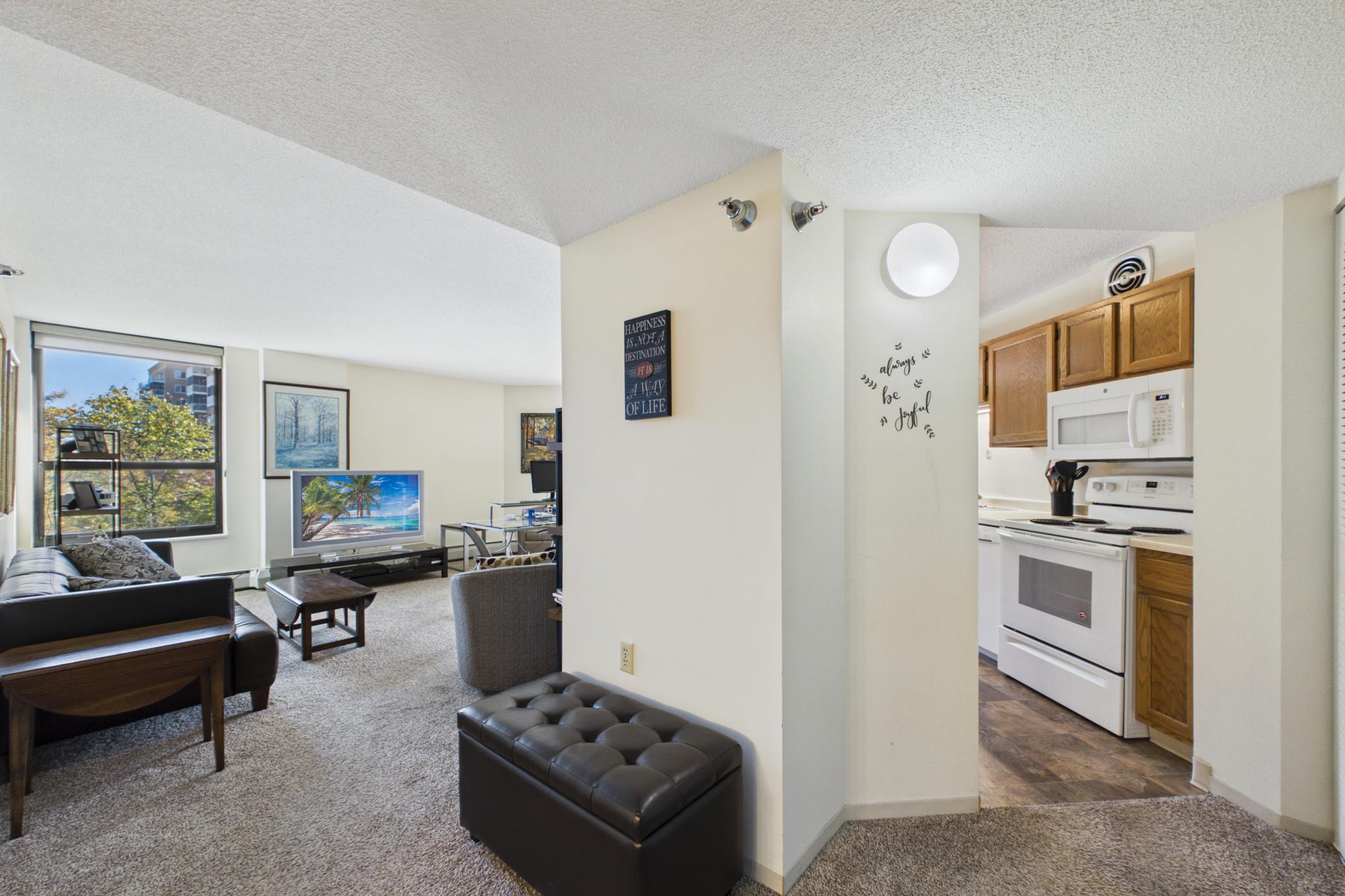 Entrance into living room and kitchen