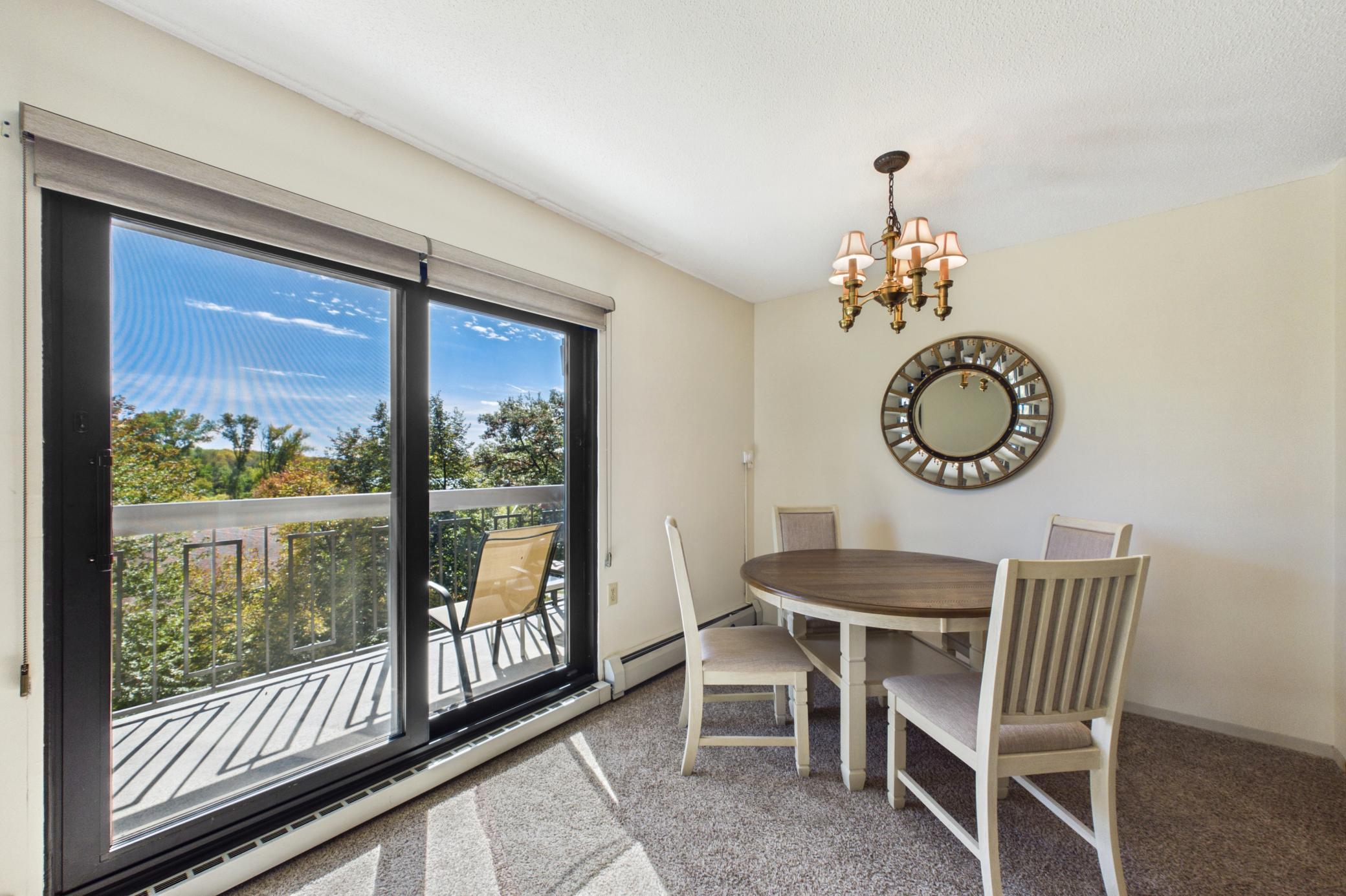 Informal dining room, sliding doors to deck