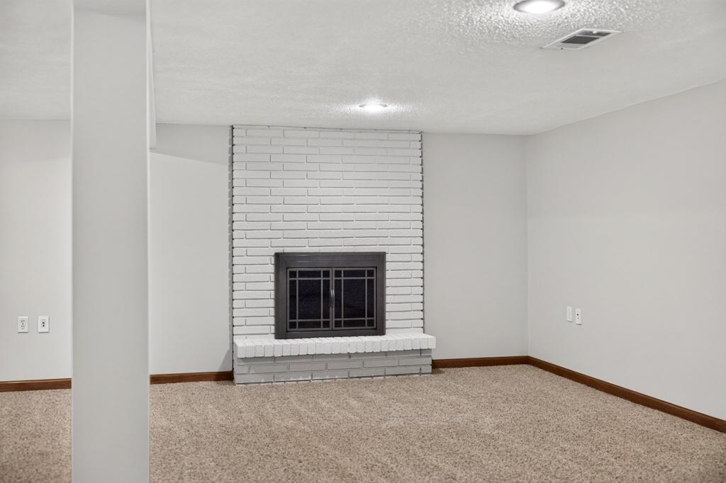 Freshly painted fireplace