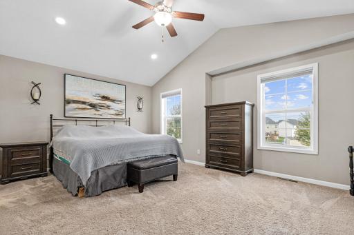 A primary suite with generous space to unwind