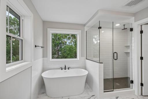 Free Standing Soaking Tub and Walk in Shower Create the Perfect Oasis