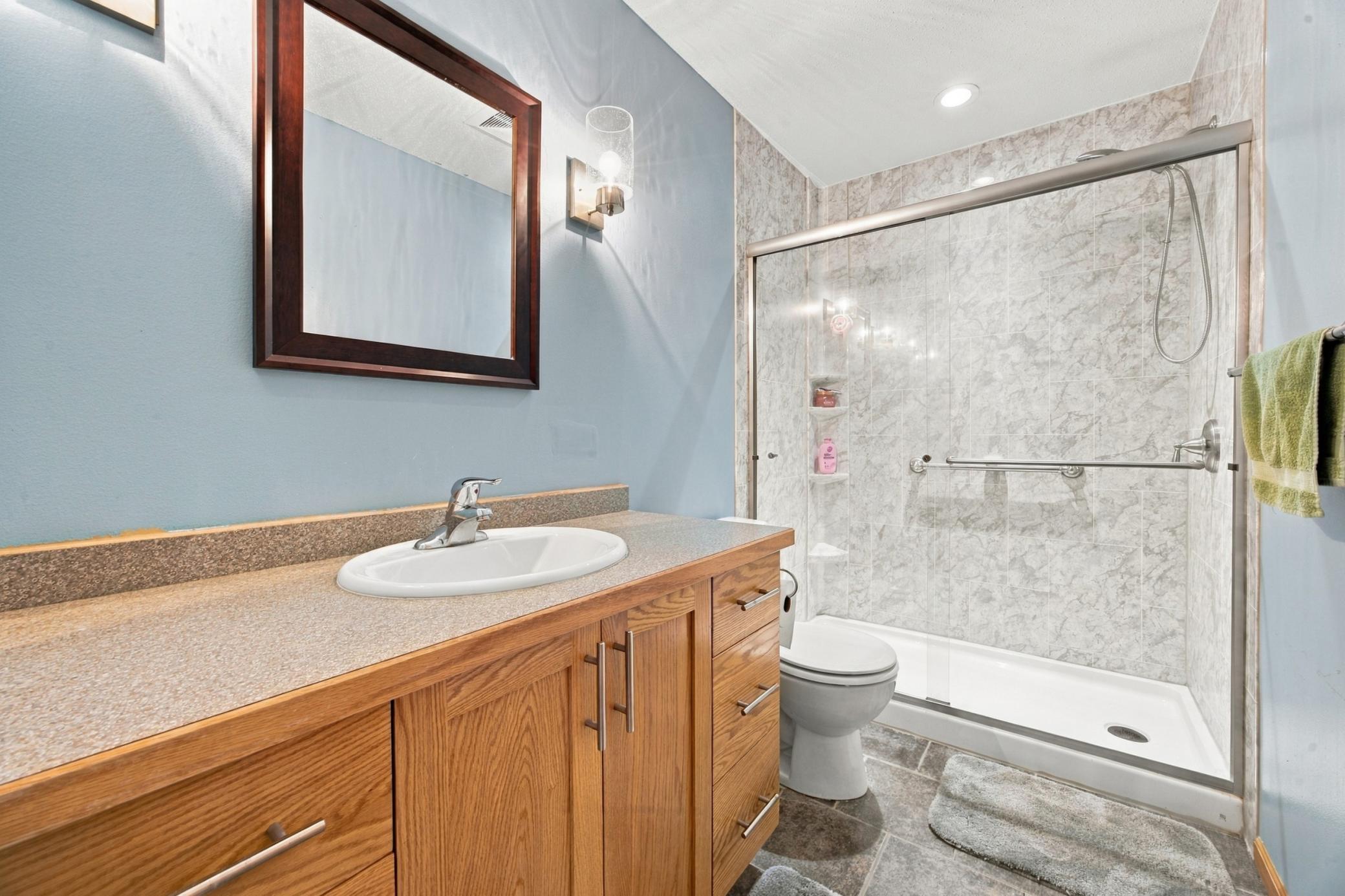 3/4 Bath (Lower Level) with New Tile Surround Shower