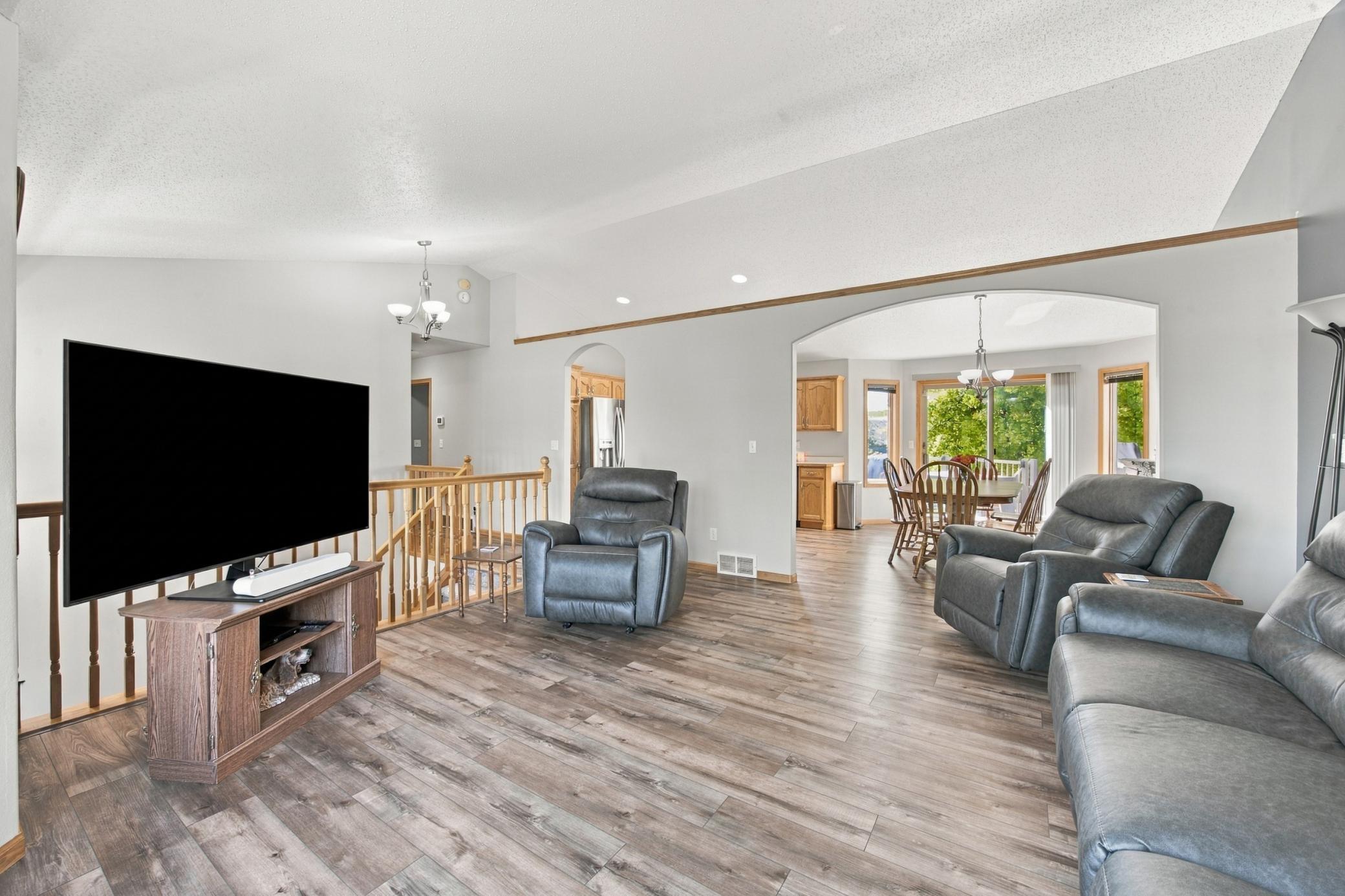 Upper Living Room views to Dining/Kitchen
