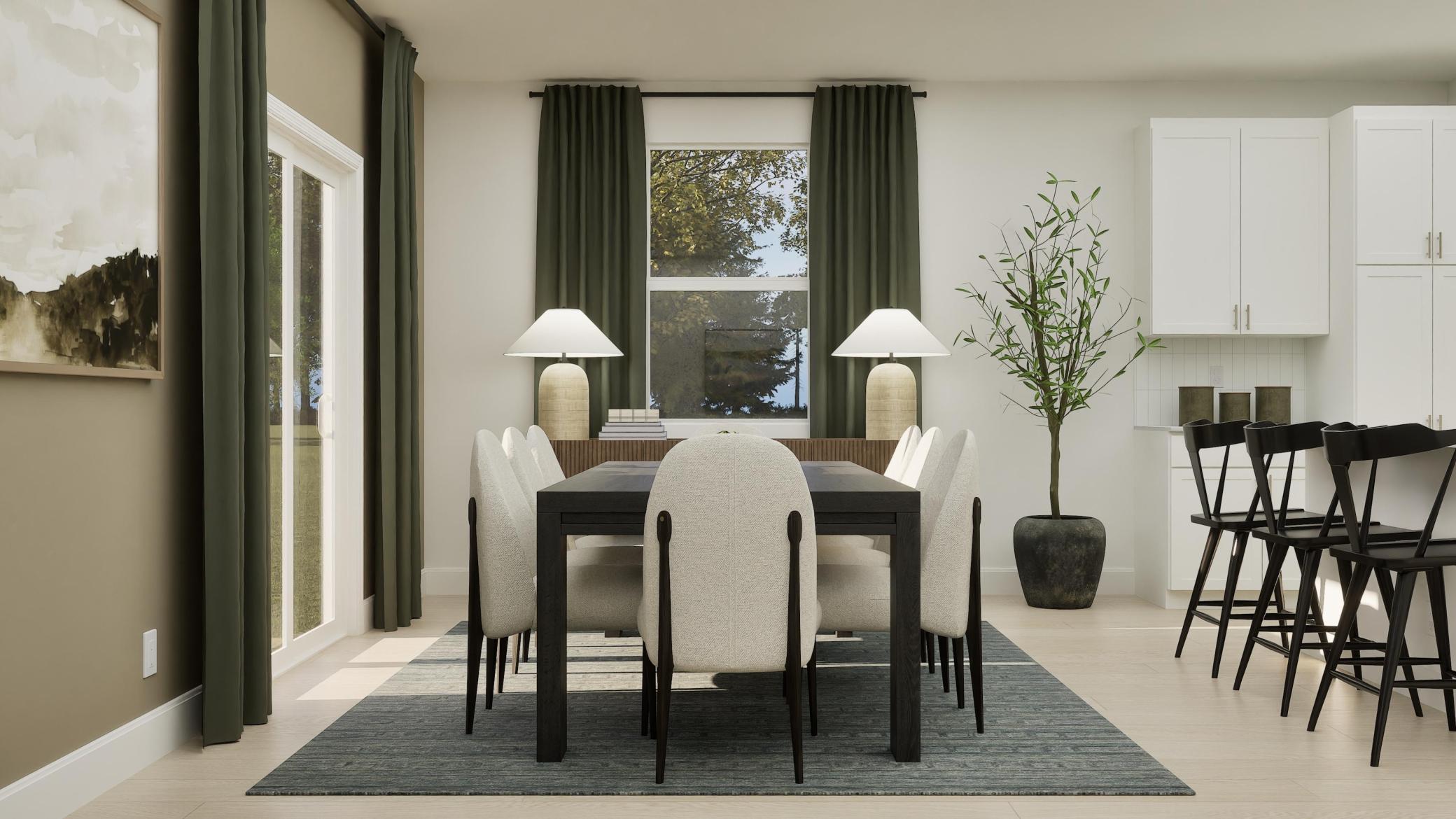 (Rendering, actual home's finishes will vary.) Open sliding glass doors to invite a pleasant breeze throughout the interior