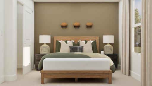 (Rendering, actual home's finishes will vary.) All the bedrooms in the home include a practical wardrobe closet and plush wall-to-wall carpeting for everyday comfort.