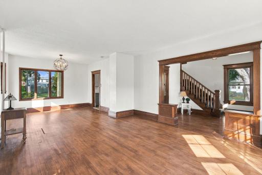 Large area makes a great space for a living room and dining room. Also spacious front foyer.