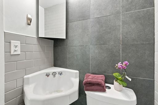 Updated 1/2 bath located right off the family room.
