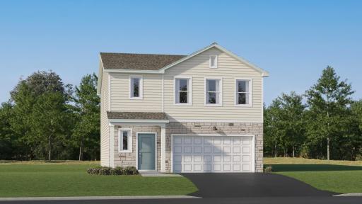 (Exterior rendering, actual home's finishes will vary.)