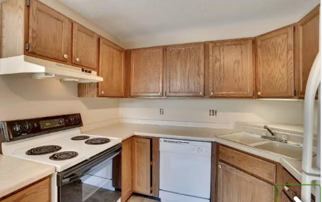 Kitchen has lots of cupboards