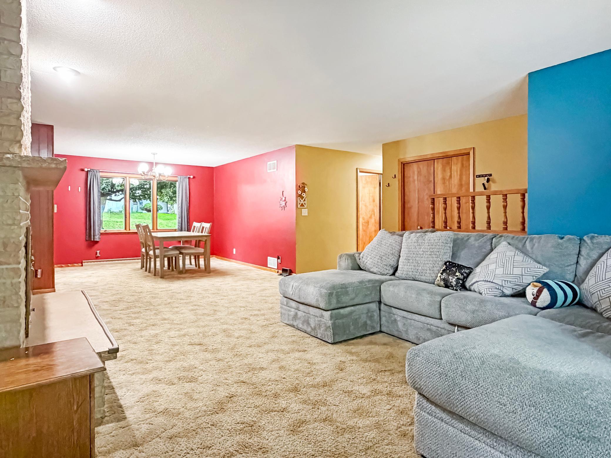 Open concept living and dining room