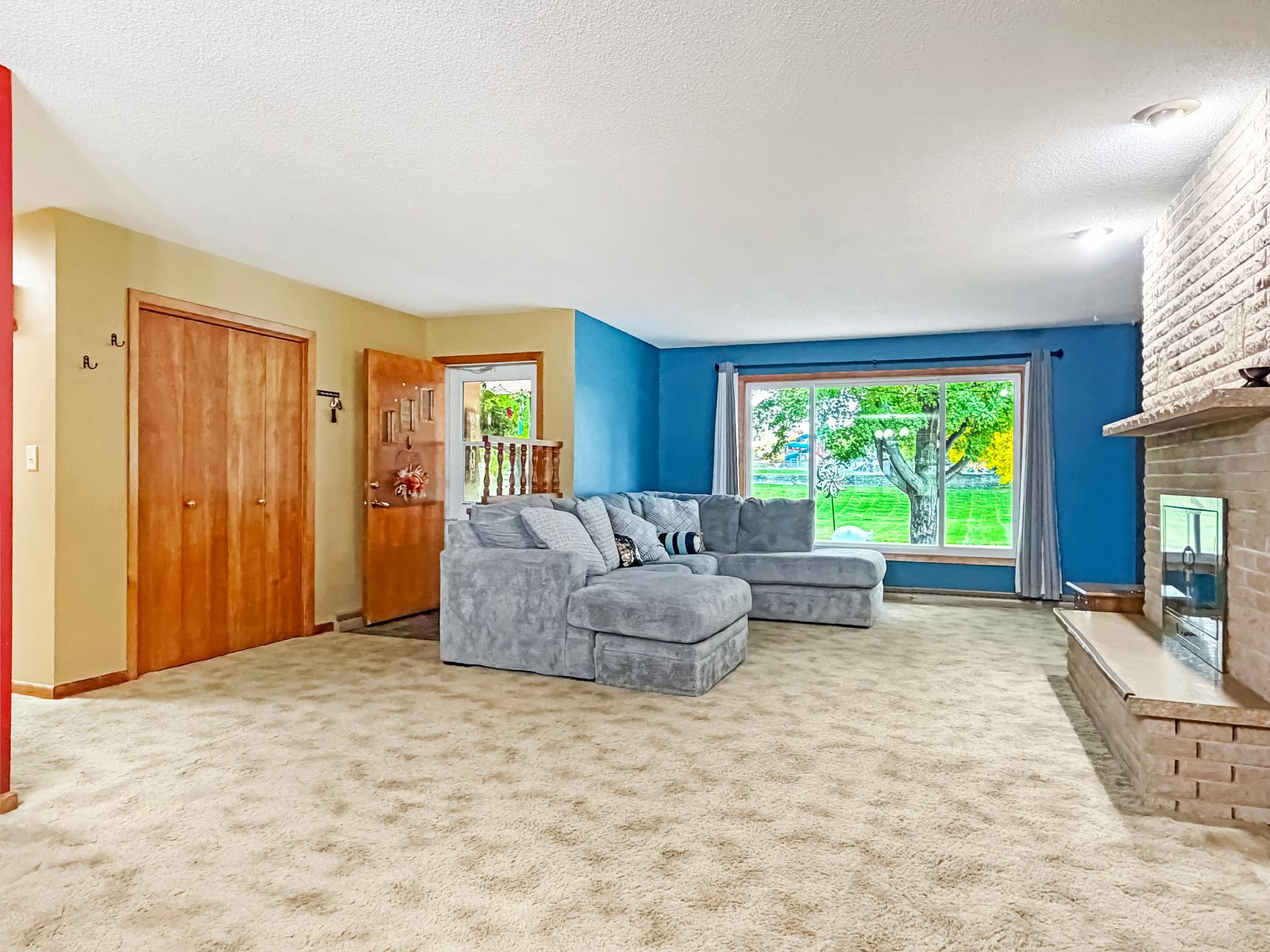 Large living room with natural light