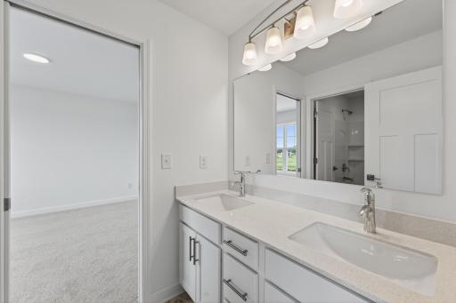 (Photo of a similar home, actual homes finished will vary) A Jack and Jill bath connects two of the secondary bedrooms.