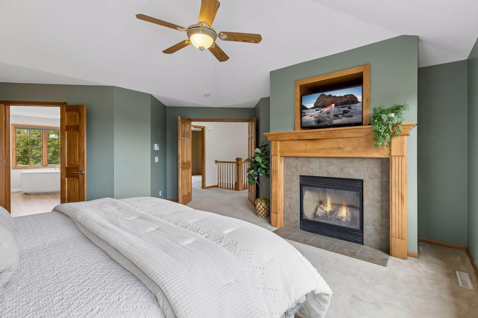 Primary suite with firepalce