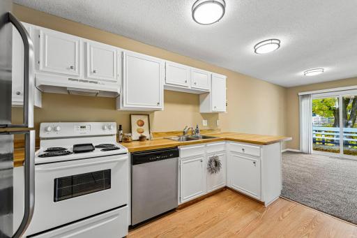 New light fixtures in the kitchen and dining area