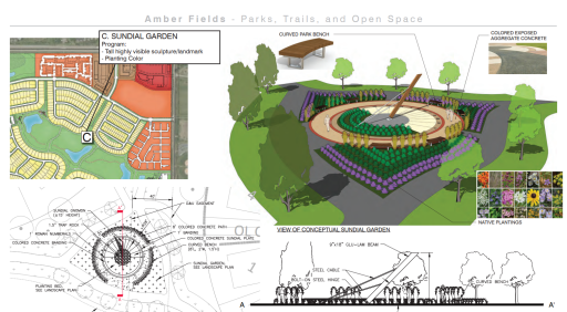 The plan includes nearly 4.5 miles of local path connections and trails in addition to neighborhood sidewalks. The large open spaces within the park will provide great opportunities for passive activities (wildlife viewing, walking and vistas).