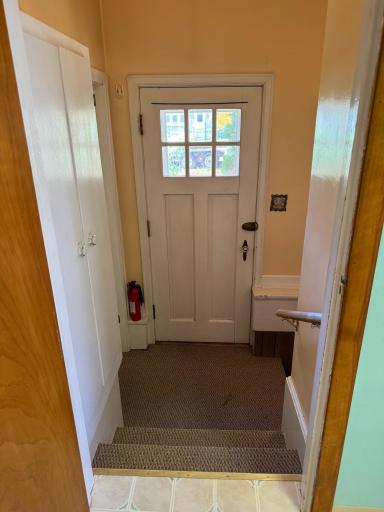 Side Entrance with Garage Access and Steps to the Basement