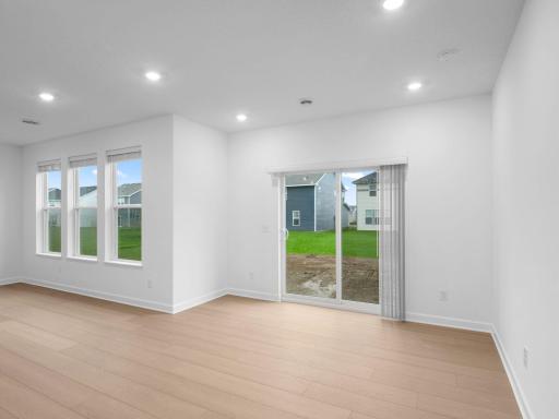 Connected seamlessly to the kitchen, the dining room provides a space for residents to enjoy meals at all times of day and night.