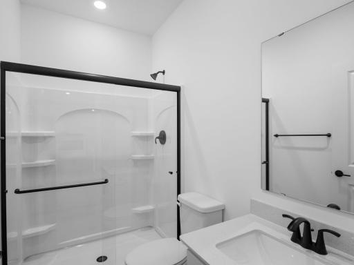In a well-thought-out design, this two-story home features a full-sized bathroom located on every floor.