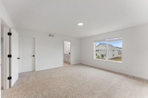 A peaceful hideaway, the ownerâs suite enjoys the largest bedroom in the home to provide restful nights of sleep. It is complemented by a private bathroom and an oversized walk-in closet.