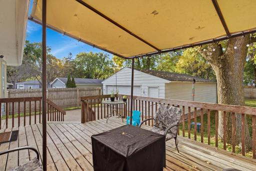 1221- Deck overlooking backyard and detached garage