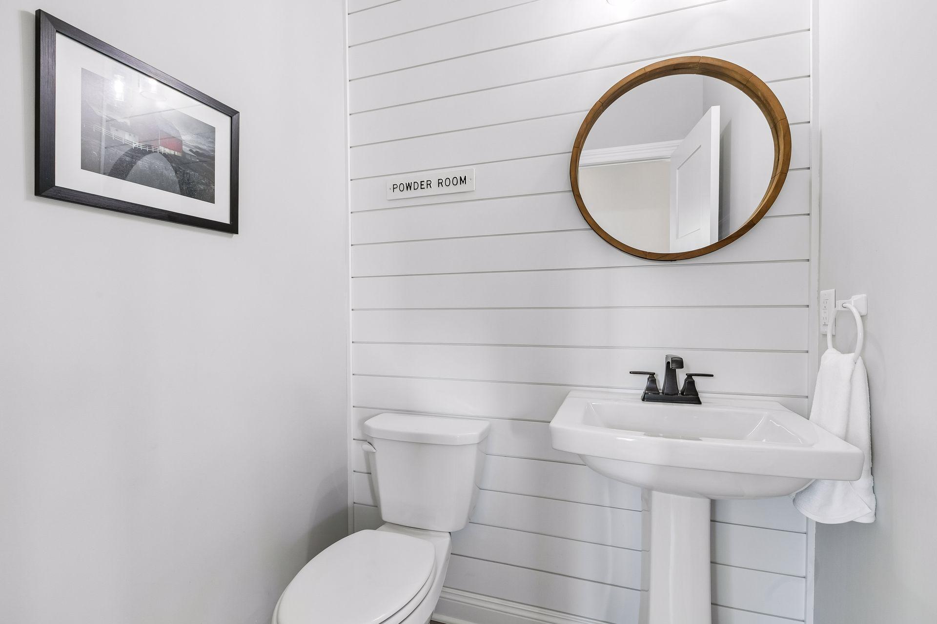 Convenient main-level powder room.