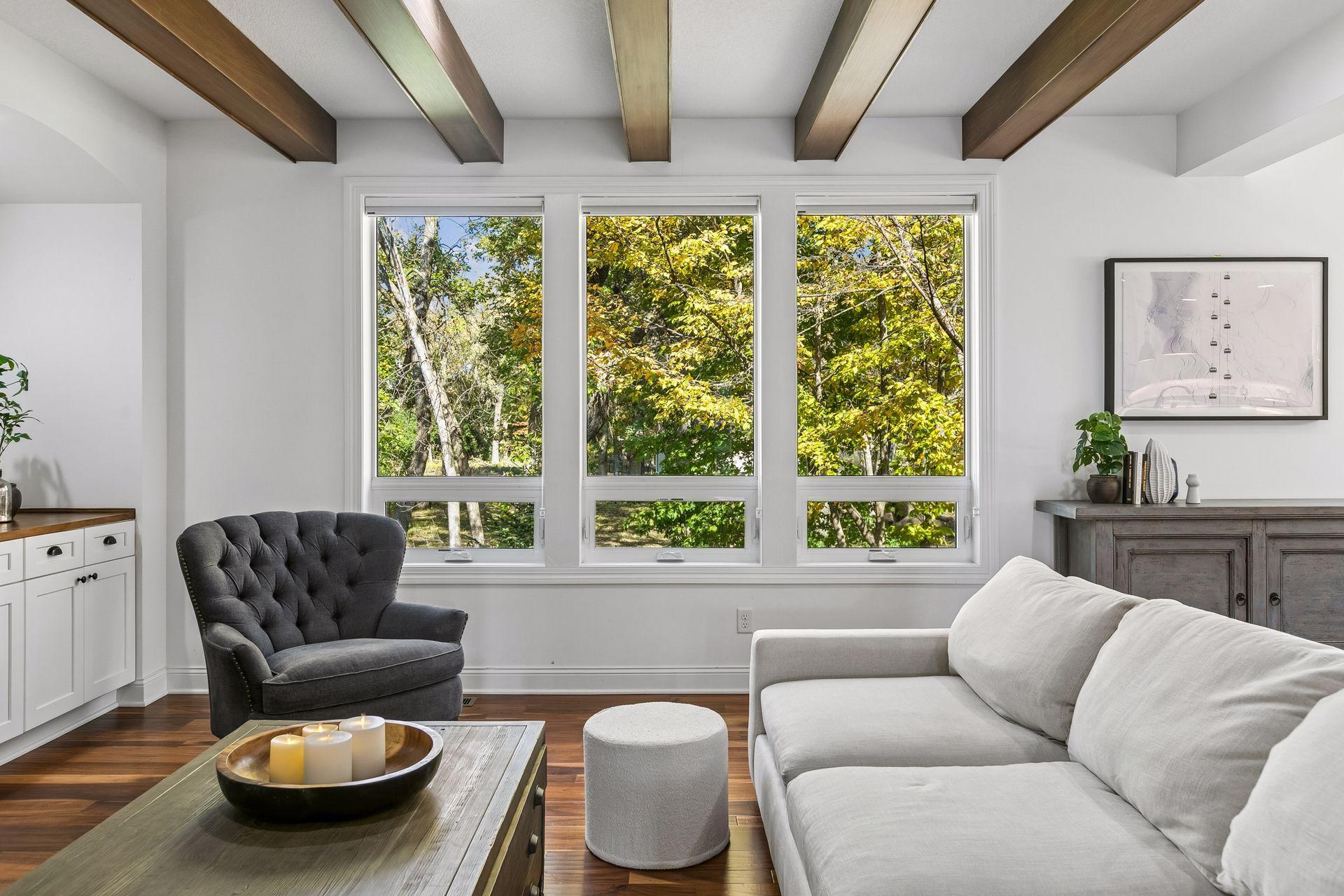 Family room flows into the spacious kitchen, creating an inviting space for entertaining.