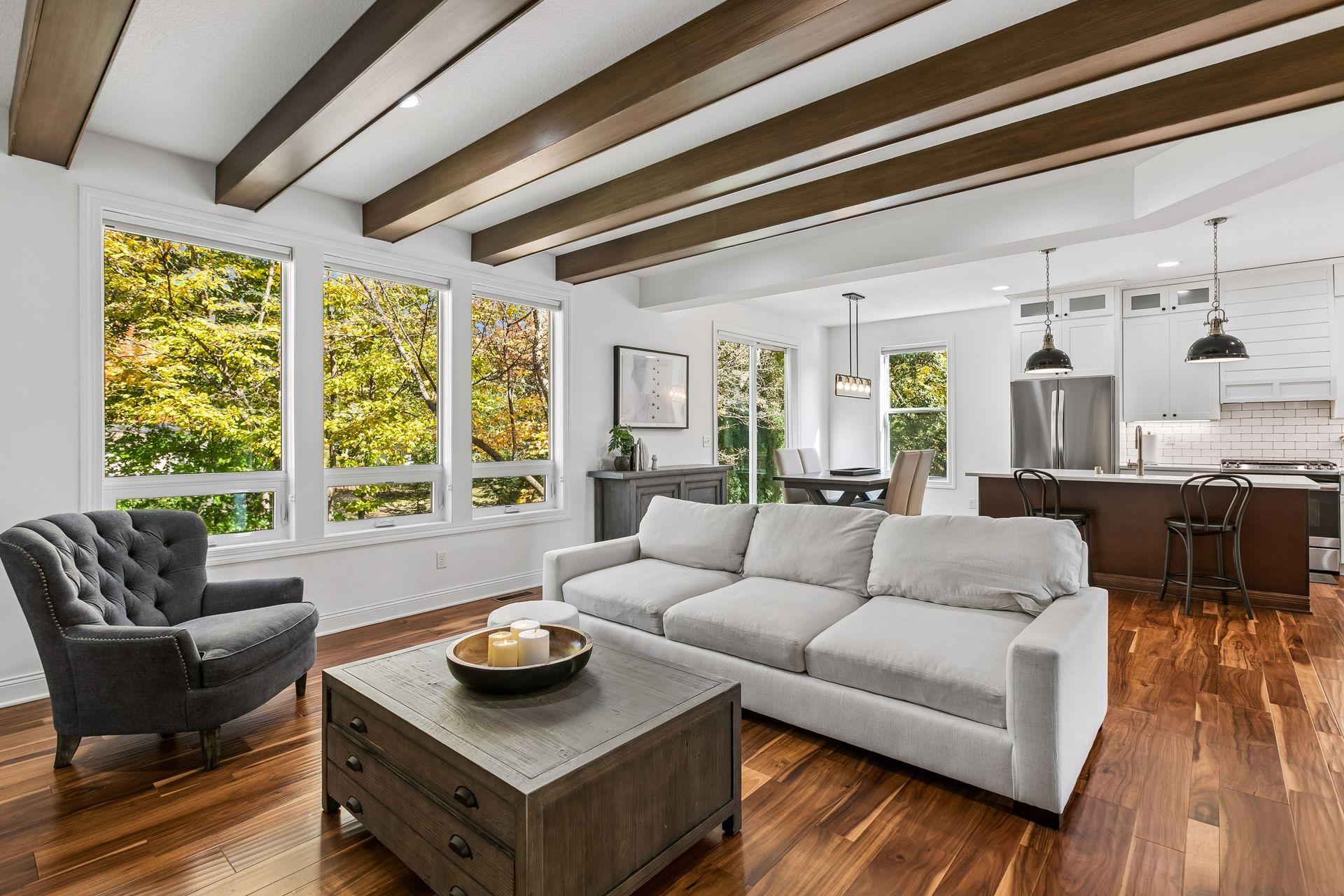 Abundant natural light fills the main level.