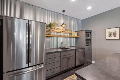 extra kitchen in lower level helps with entertaining