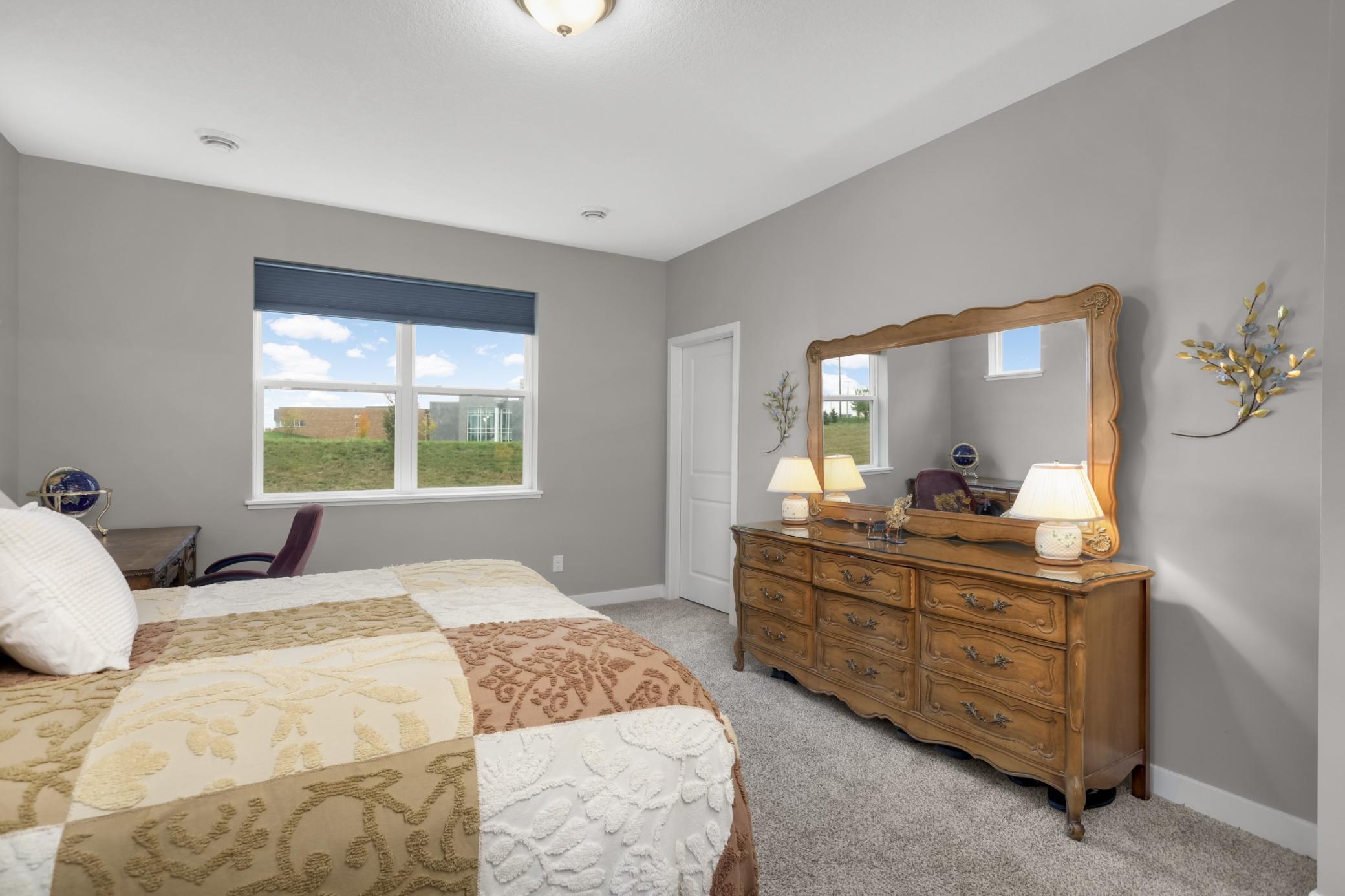 The bedroom has a large walk-in closet..