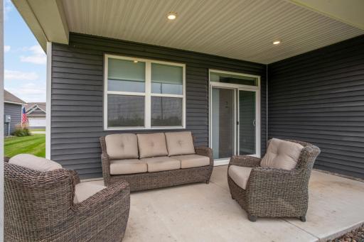 Enjoy morning coffee on this spacious patio.
