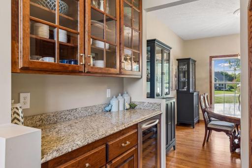 A Butler's Pantry will help you entertain in style with granite countertops and a built-in beverage refrigerator.