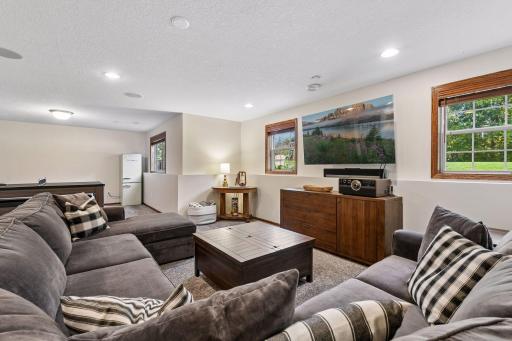 Downstairs, you'll find a second family room wired for audio with built-in ceiling speakers.