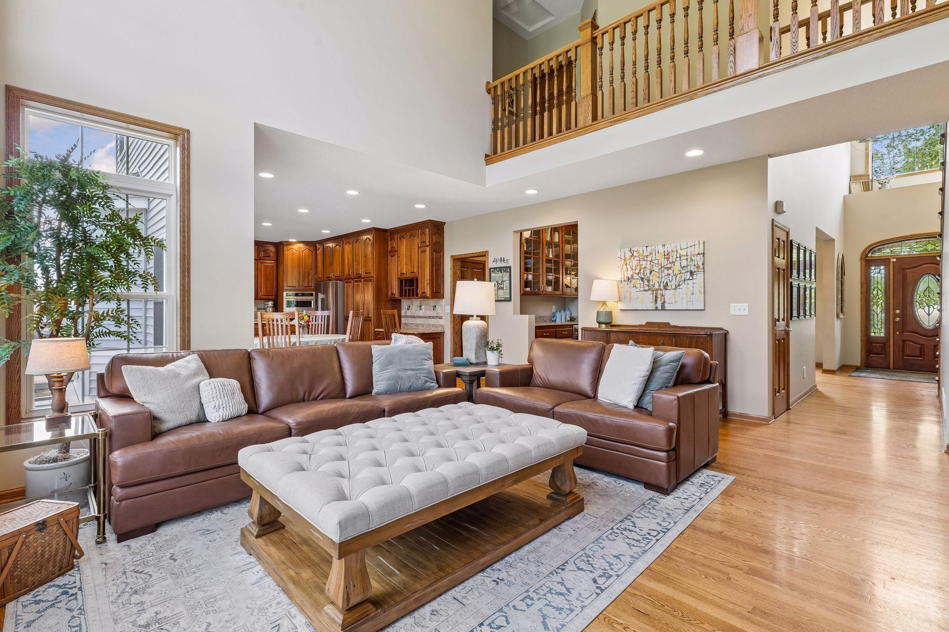Offering a true Great Room floor plan, the home enjoys large windows and an open layout.