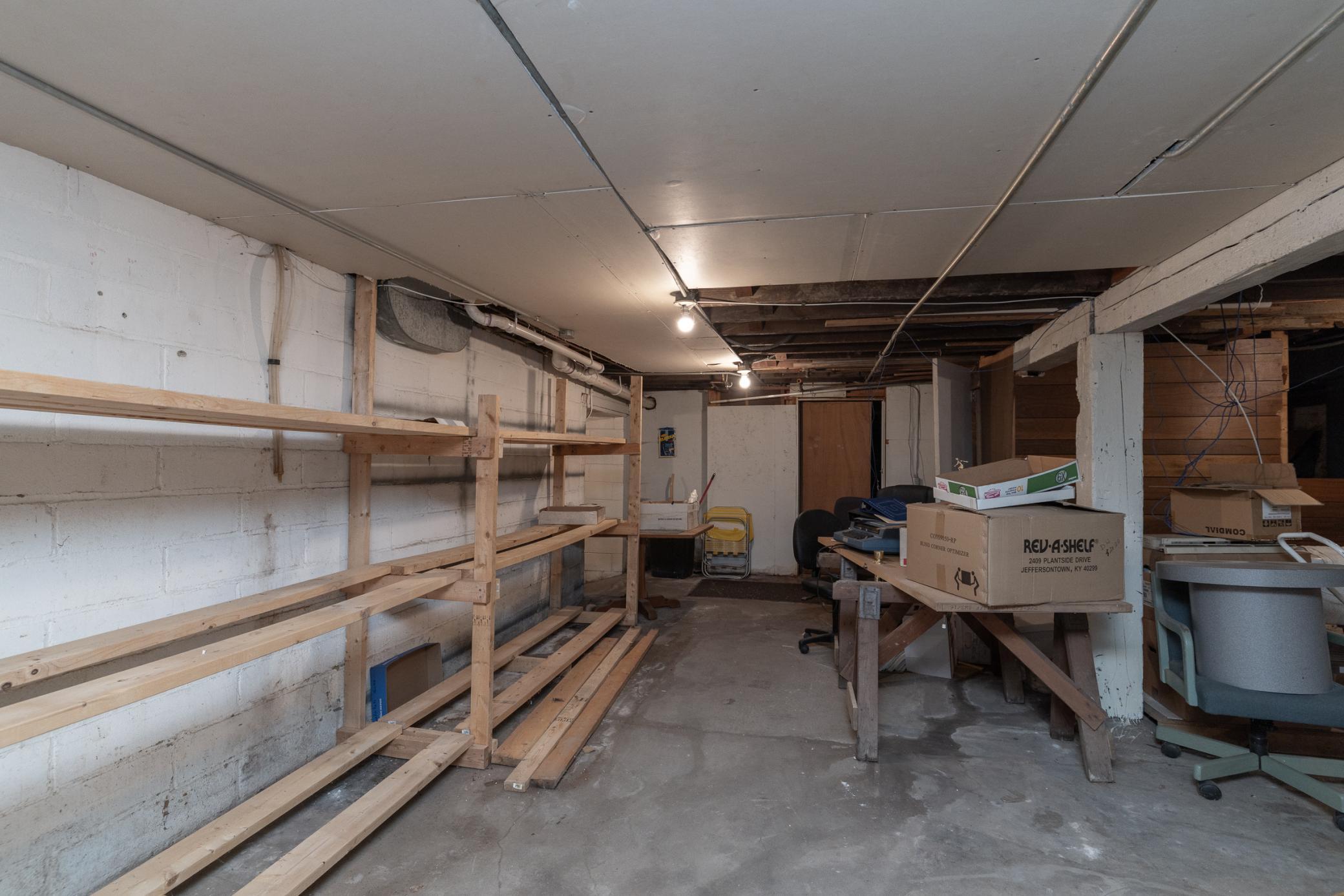 Lower Level Has Extensive Storage Space or Can Be Renovated For Additional Office Space