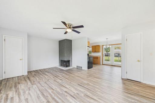 An open-concept layout allows the dining area to flow effortlessly into the main living space.